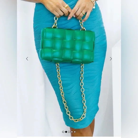 Green Woven Leather Shoulder Bag - Picture 11 of 14